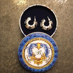 Brighton silver hoop earrings in original box. EUC